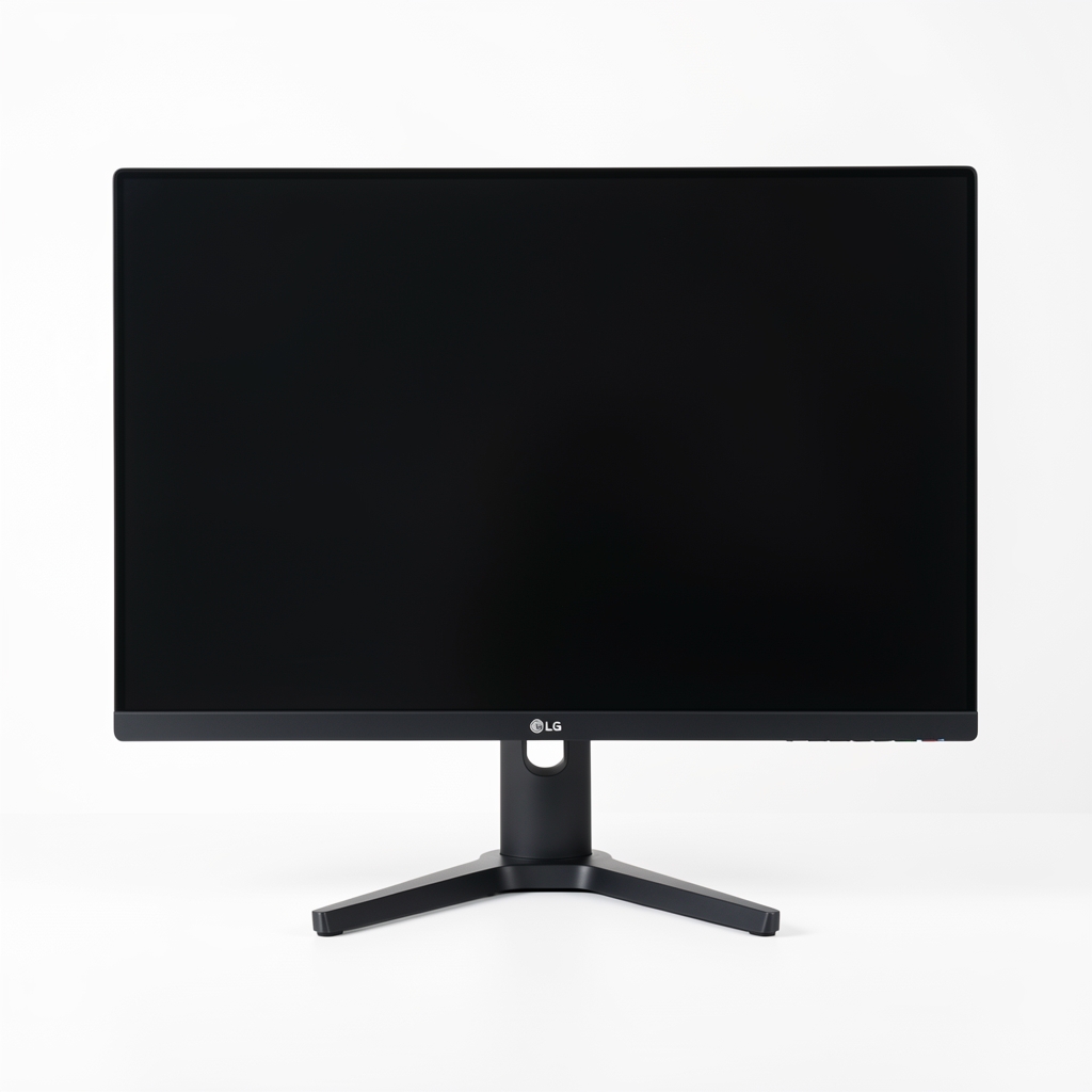 LG 27UK850 27 inch 4K UHD IPS monitor with ultra-thin bezels and adjustable stand on white background in professional office setup