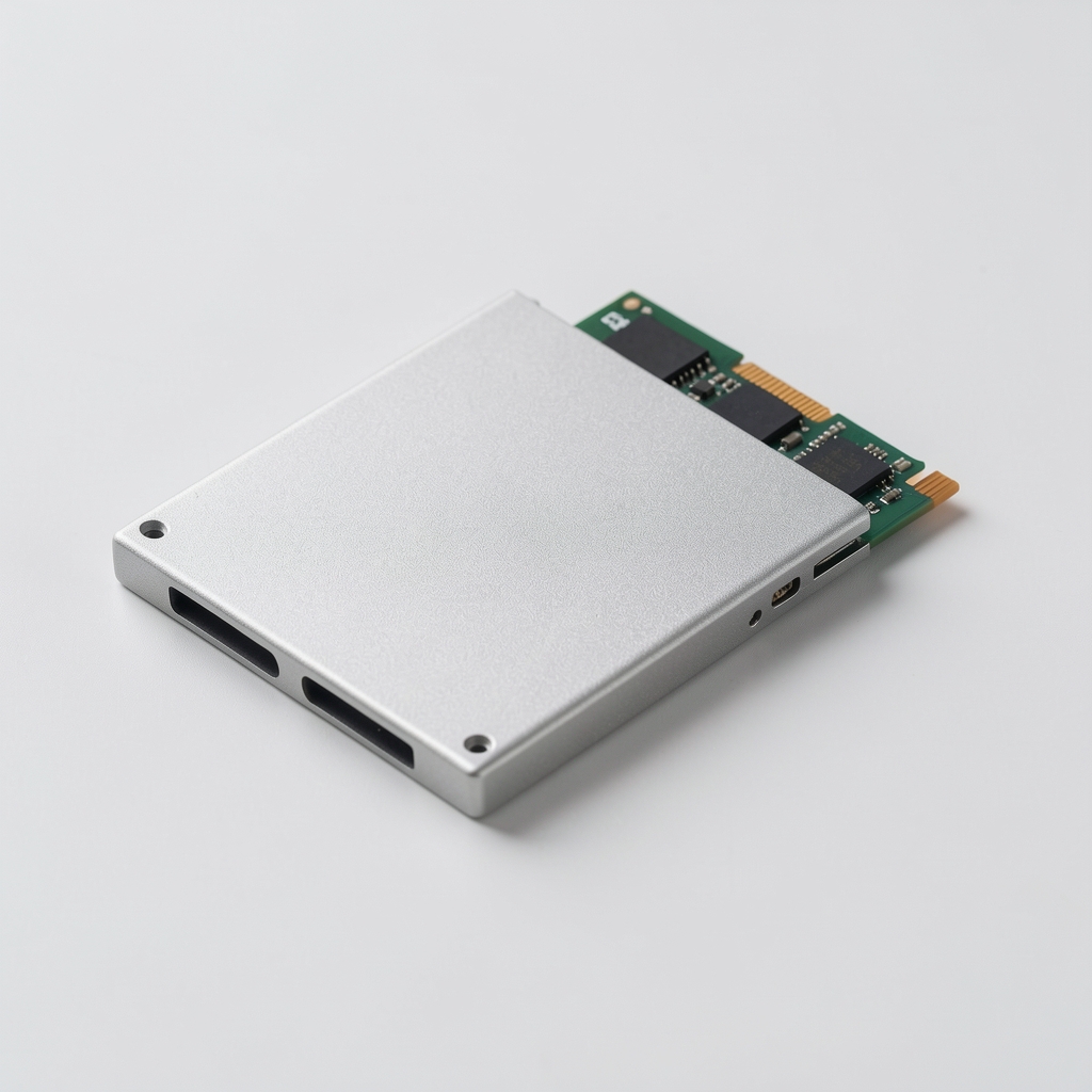 Samsung 990 Pro NVMe SSD close up showing M.2 form factor storage module on white background